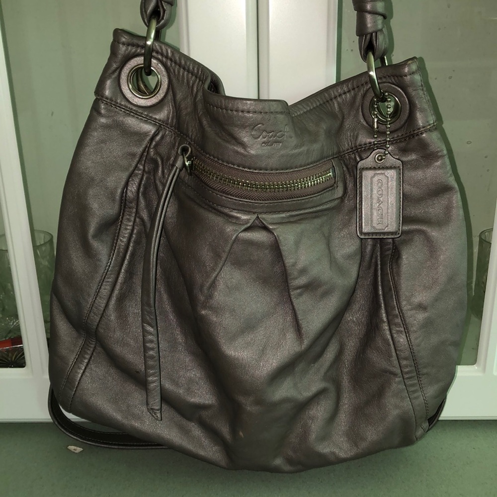 COACH Gray Parker Hippie Leather Crossbody Bag
